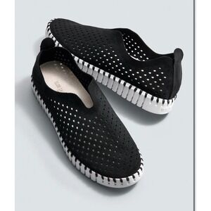 Ilse Jacobsen Tulip 139 Black Perforated Slip On Sneaker Womens 39 (8.5us) $104